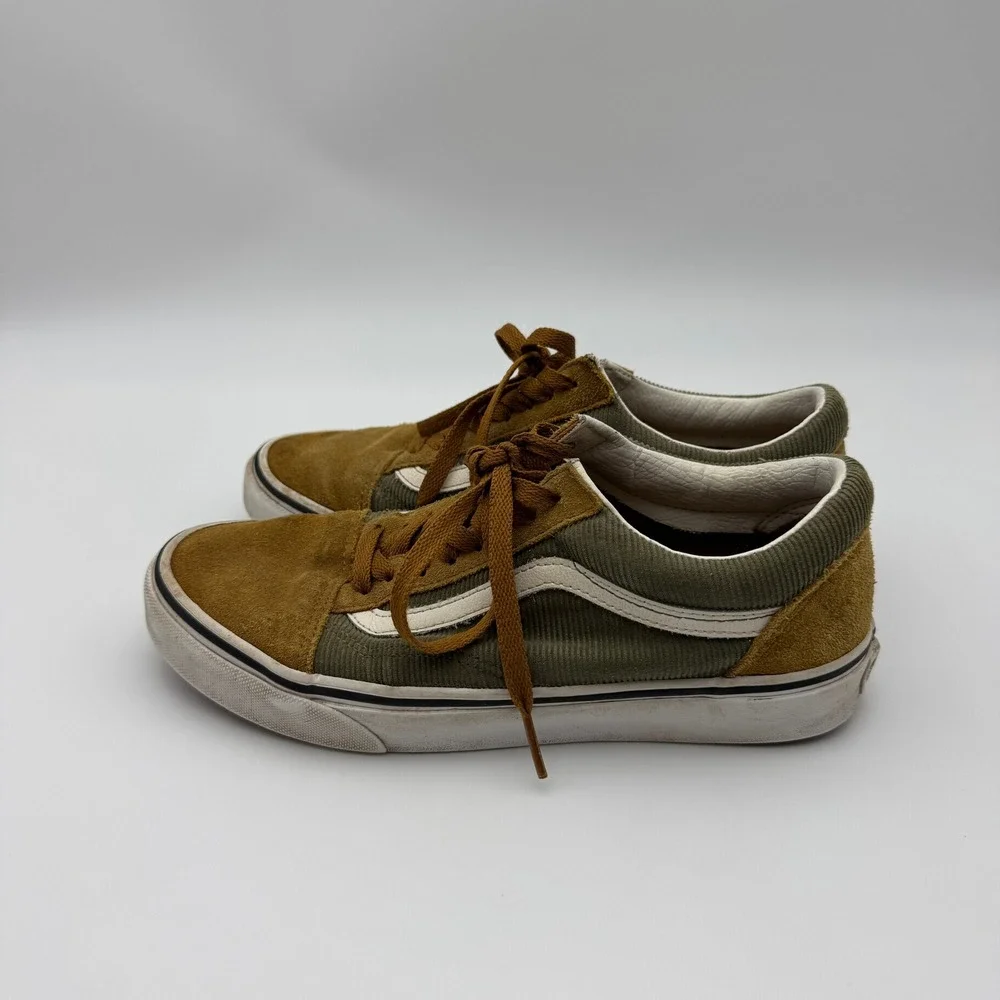 Vans Old Skool Corduroy Suede Sneakers Olive Green Mustard Yellow W8 M6.5